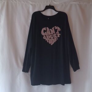 Torrid Super Soft Fleece Black Can't Adult Sleep Tunic Sweatshirt Size 2X